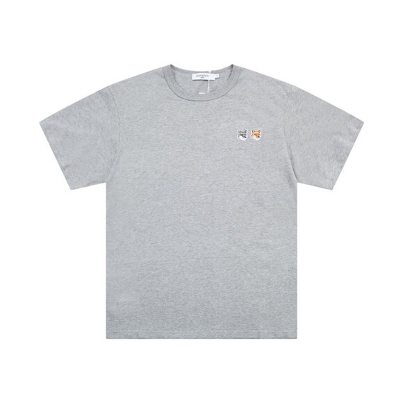 Gray Maison Kitsune Fox Embroidered Short-Sleeved Shirt - Picture 1 of 3